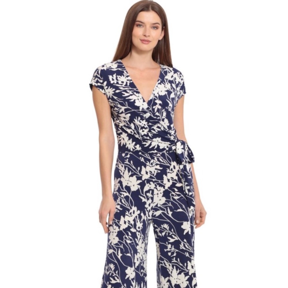 Maggy London | Navy & White Floral Pants Romper